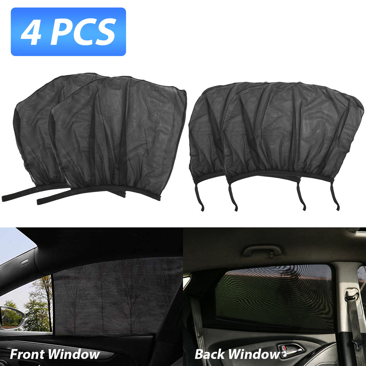 Car Sun Shade Vehicle Side Window for Baby Women Kid Pet Breathable Mesh Sun Shield in The Seat from UV Rays Fits Most SUVs and Cars(Side Window Shade 39.4x19.7&44.5x20.5''), 4pcs