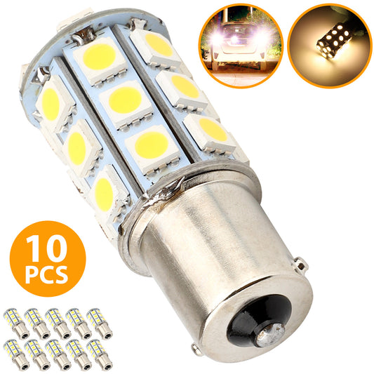12V 1156 27SMD Car LED Light - 10PCS 1141 1003 1073 1093 1195 1295 4500 Warm White LED Bulbs for Car Interior RV Camper Trailer Light