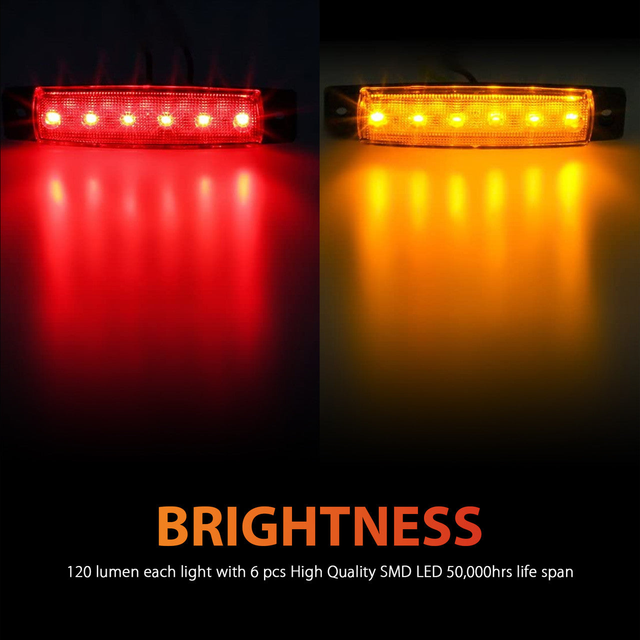 20x Amber/Red LED Light Indicators Side Marker Parking Turn Signal Truck Trailer