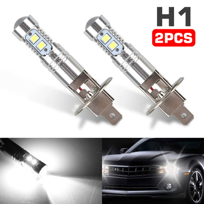 2Pcs H1 LED Light Bulbs, 6000K White Car LED Fog Lighting Headlights, 1800LM Daytime Running Light (DRL) Replacement, H1 LED Light Bulb for Car Truck SUV, 360° Beam Angle, 50W, 12V