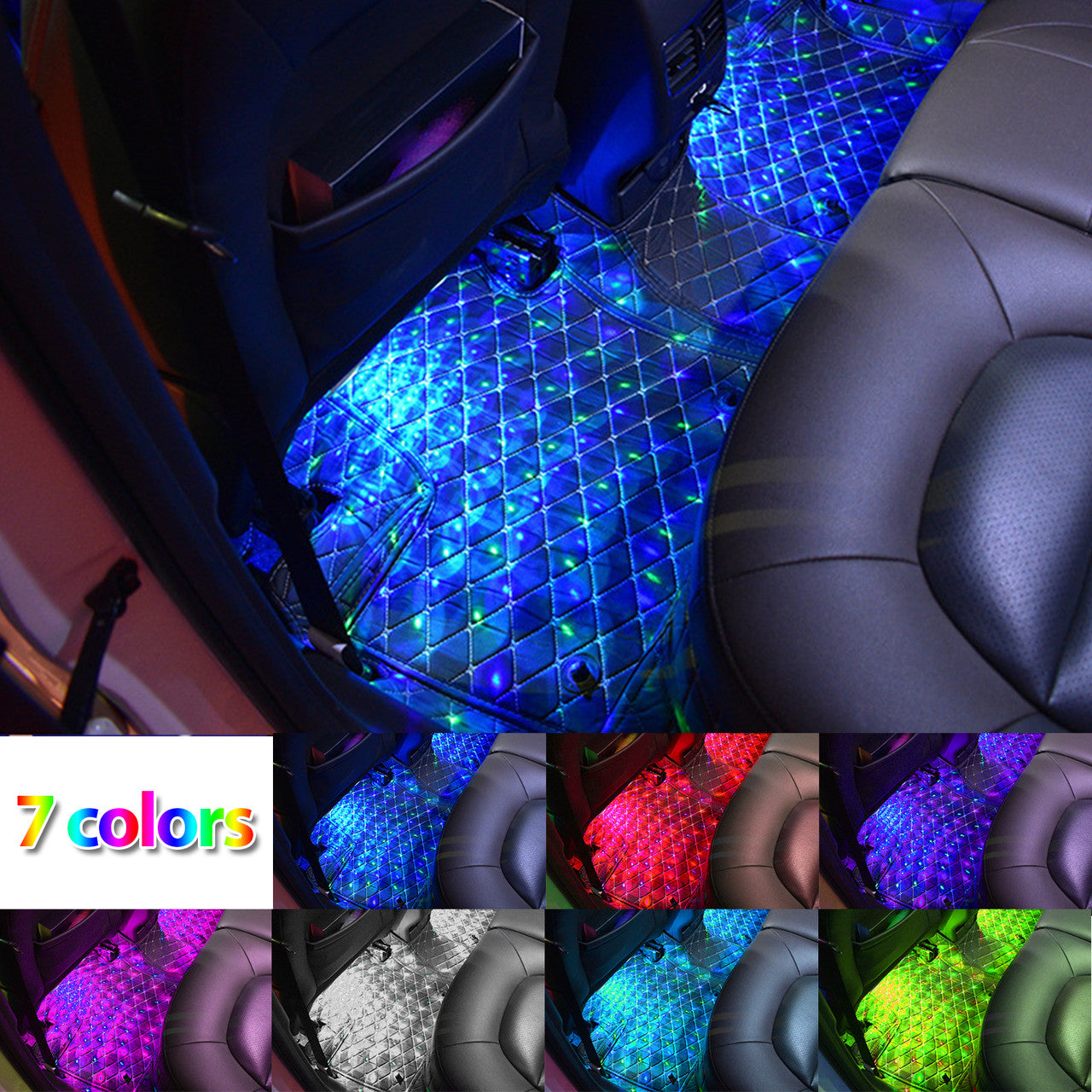 USB Colorful Car LED Atmosphere Lamp Interior Ambient Star Light Decoration, Non-Destructive Installation, 4PCS