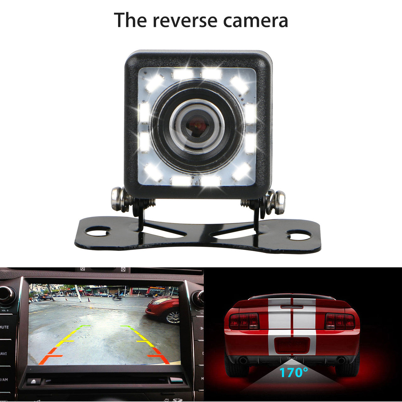 Night Vision Backup Camera, Car Rear View Camera Waterproof High Definition 170 Degree Viewing Angle HD Video Recorder