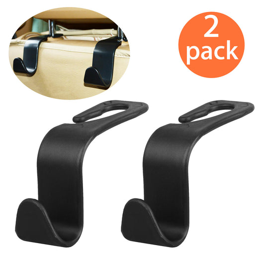 Car Back Seat Headrest Hooks 2-Pack, Backseat Hanger Holder Carrier for Purse Bag Cloth Vehicle Accessories, 2 Pack