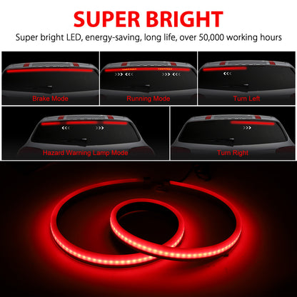 Pickup Tail Light Bar, 41" High Bright LED Third Brake Signal Light Red, Waterproof Flashing DRL Drive Light Brake Tail Reverse Light - Universal for 12V Cars Trucks Vans Pickups SUVs