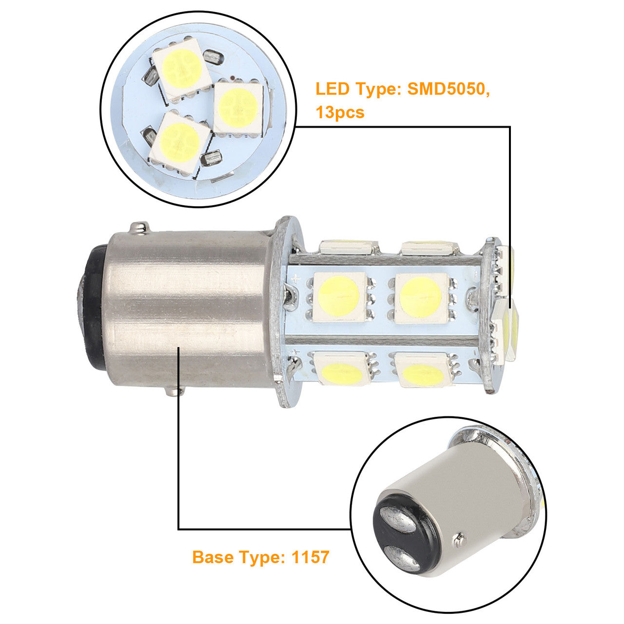 1157 BAY15D 13SMD LED Bulb for RV Camper SUV Car Turn Signal Parking Lights LED Tail Backup Lights 1016 1034 2057 2357 7528, 6000K-6500K (10 Pcs)