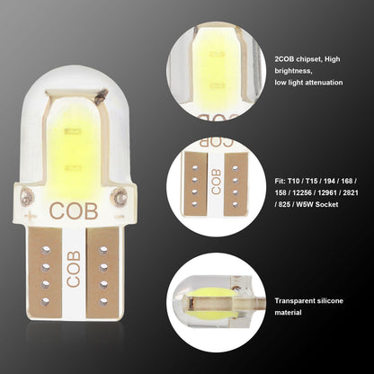 20Pcs T10 194 LED Bulbs Super Bright, T10 Wedge 194 168 158 W5W LED Bulbs, 2COB Chipset LED Bulbs for License Plate Lights Interior Map Dome Side Marker Courtesy Cargo Lights, 6000K Xenon White, 12V