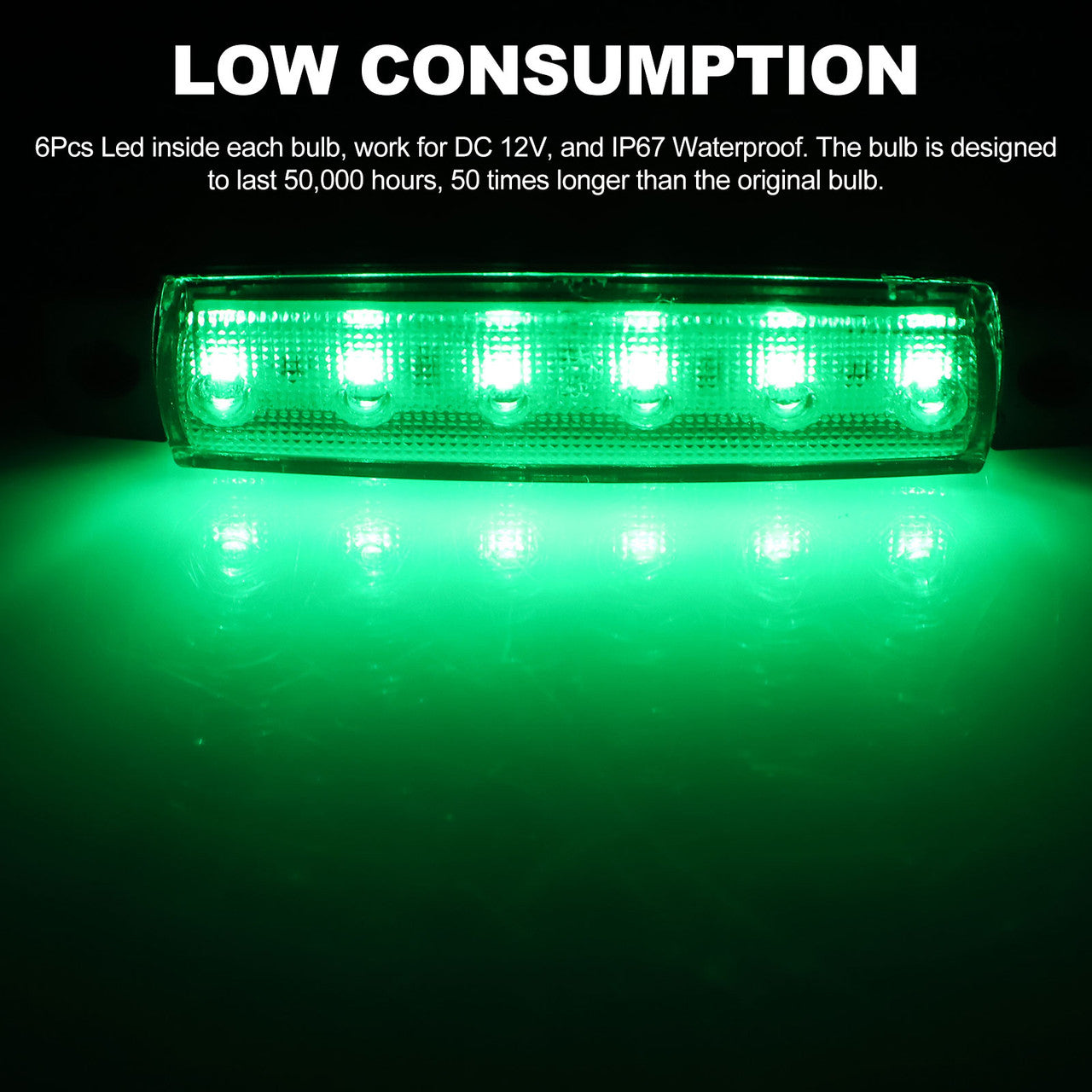 Pod LED Lights, Waterproof Underglow Neon Lights, Led Under Glow Lights, Car Decoration Lights, Green, 12V, 6Pcs