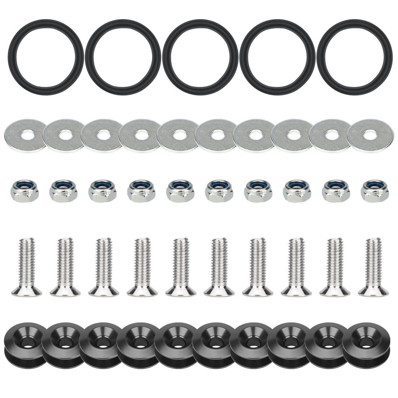 Bumper Quick Release Fasteners Kit, Universal Aluminum For Car Fender Fits for All Cars,Black,45Pcs