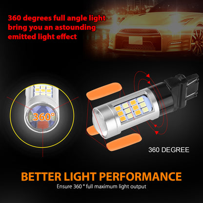 2Pcs 3157 Switchback LED Bulbs, Extremely Bright 2835 42 LED Xenon White/Amber LED Lights, 3157 Dual Color Turn Signal Parking LED Light Bulbs, 12V