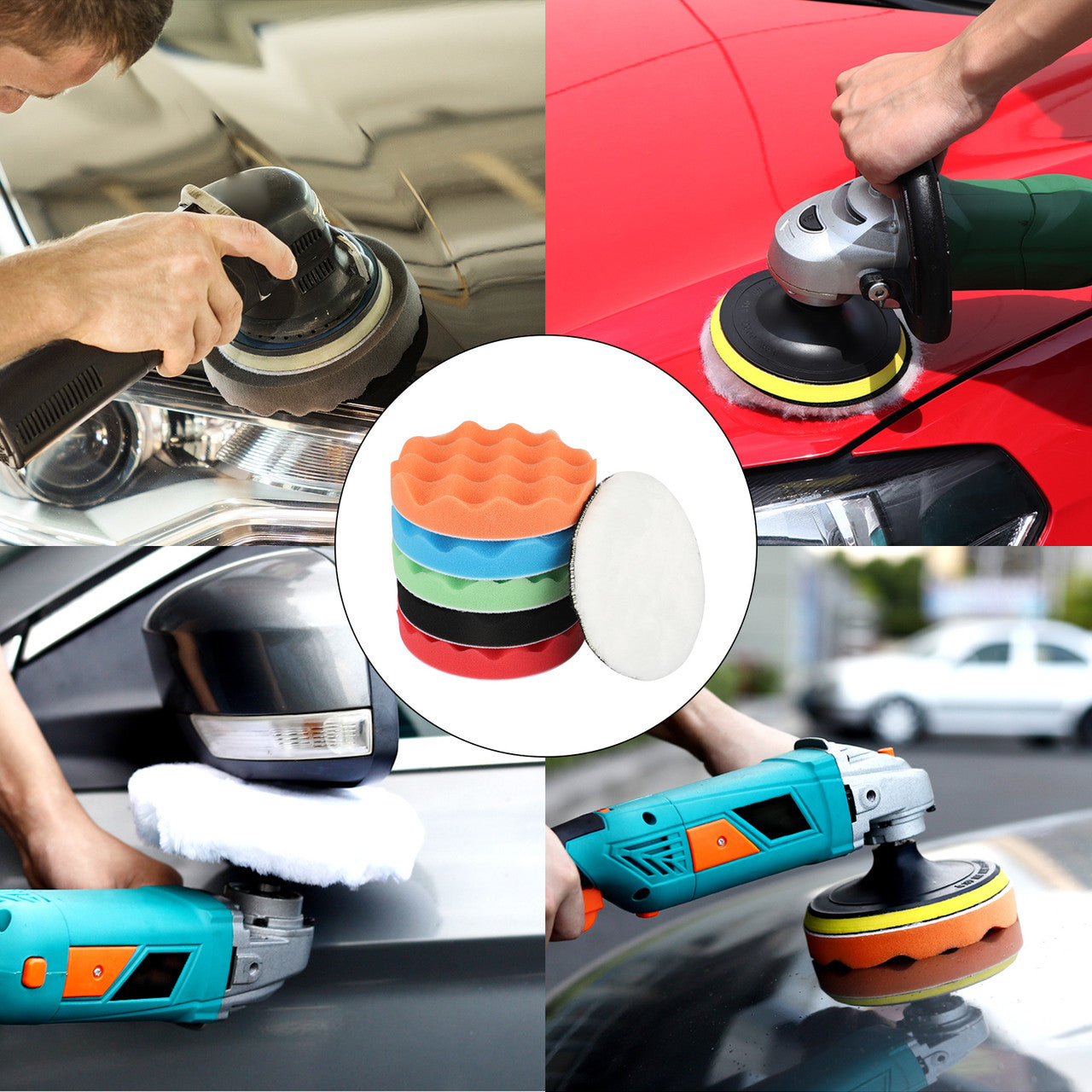 6Pcs Polishing Buffing Pad, Multi-color Polishing Pad with Different Hardness, 6" Buffing Pads Woolen Polishing for Car Sanding, Polishing, Waxing, Sealing Glaze, Washable & Reusable