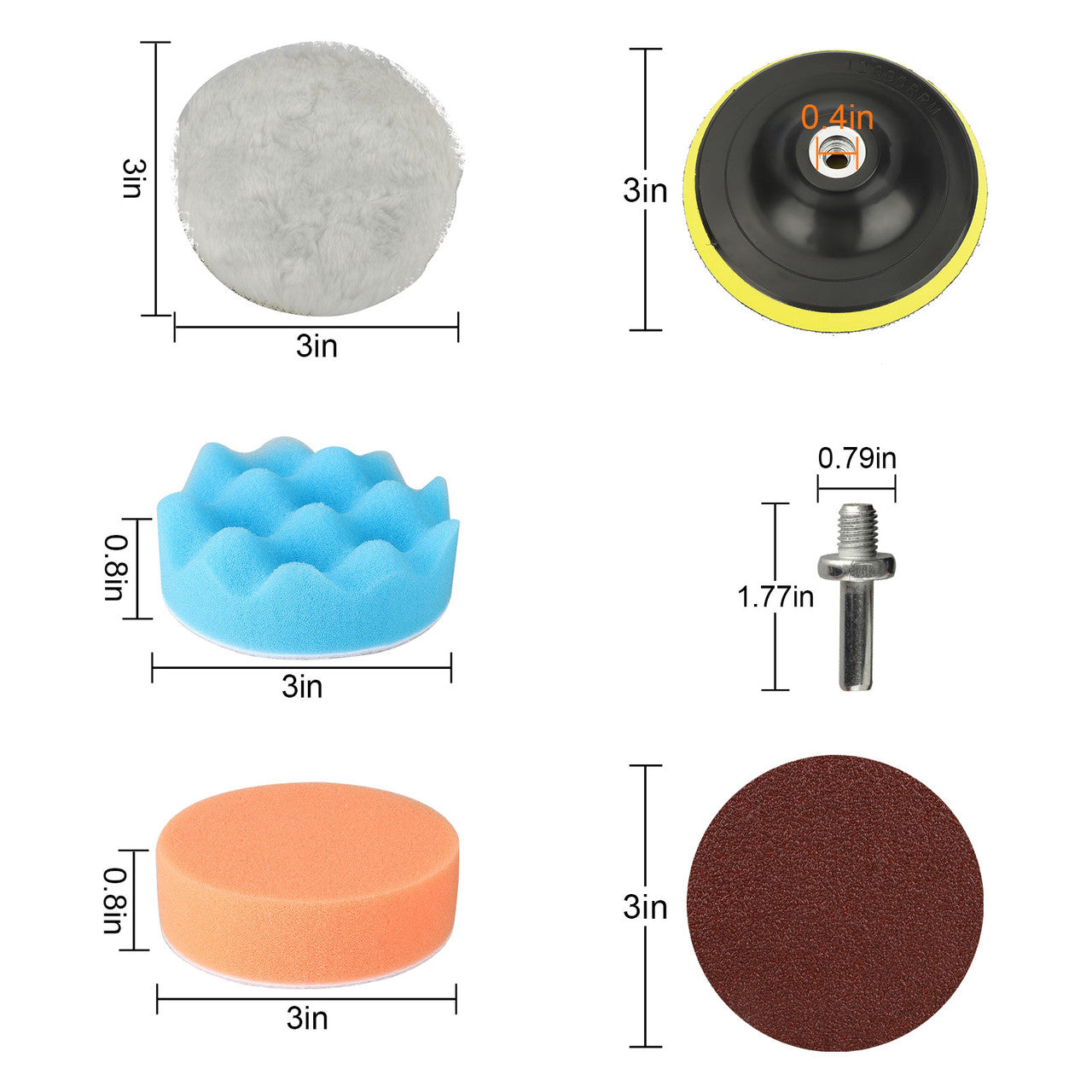 31Pcs 3 Inch Car Polishing & Buffing Sponge Pads Kit, Wool Bonnet Sponge Pad for Household Electric Drill and Auto Polisher with M14 Drill Adapter for Washing Cleaning Waxing Dusting Sealing Glaze