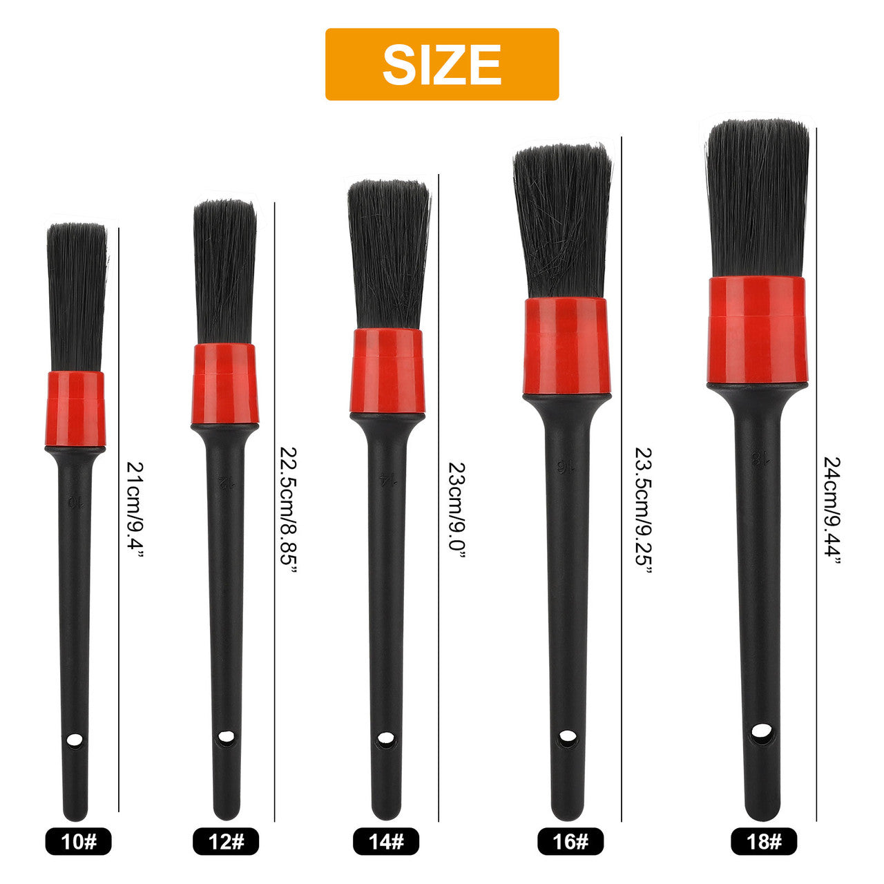 9Pcs Car Detailing Brush Auto Detail Brush Set, 5-Size Boar Hair Automotive Detail Brushes Kit w/ Air Vent Brush, 3 Wire Brushes for Car Interior Exterior, Wheels Leather Engine Dashboard Cleaning