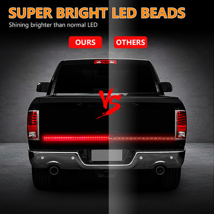 60 Inch Triple Row LED Truck Tailgate Light Bar Strip, Red White Amber Reverse Stop Turn Signal Running for SUV RV Trailer Pickup, Waterproof LED Tailgate Light Bar, 12V