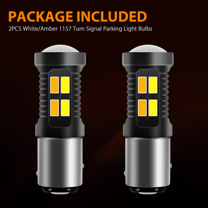 2Pcs 1157 Switchback LED Bulbs, Extremely Bright 1157 LED Light Bulbs for Turn Signal Lights Parking Lights, 1157 LED Lights 5630 Chips, White/Amber 1157 Turn Signal Parking Bulbs for 12V Vehicles