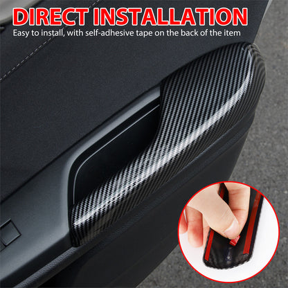 4Pcs Car Interior Door Armrest Panel Trim Cover, Carbon Fiber Interior Door Armrest Panel, Car Door Armrest Panel Decoration Sticker Trim Fit for Honda Civic 2016-2020