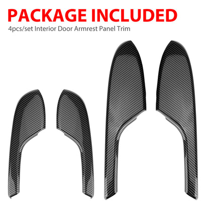 4Pcs Car Interior Door Armrest Panel Trim Cover, Carbon Fiber Interior Door Armrest Panel, Car Door Armrest Panel Decoration Sticker Trim Fit for Honda Civic 2016-2020