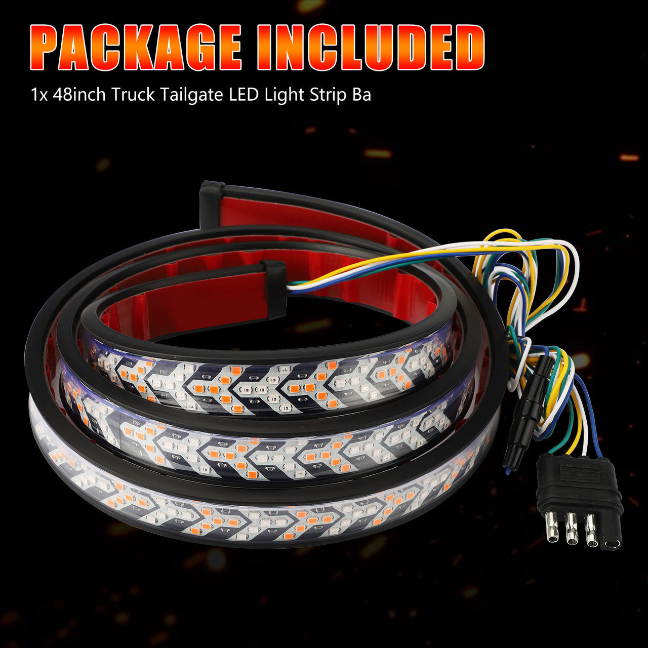 48" LED Pickup Truck Tailgate Light Bar Strip 3 Row Reverse Brake Turn Signal