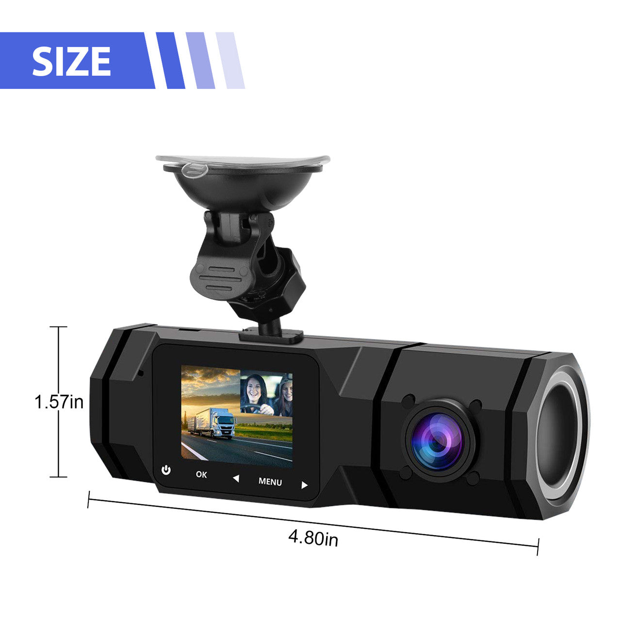 Dual 1080P Dash Cam, 170 Degree Wide Dash Cam with 1.5" Screen, Front and Inside Car Dash Camera with Infrared Night Vision, 24hr Motion Detection Parking Mode, Cycle Recording, G-Sensor