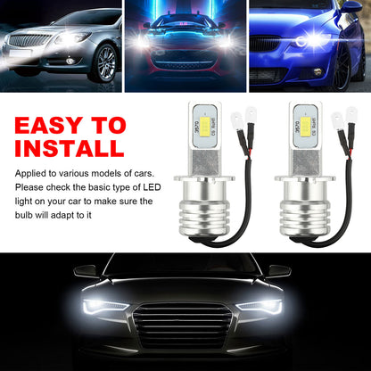 2Pcs H3 LED Fog Light Bulbs 6000k White, Super Bright H3 LED Fog Bulbs, Waterproof DRL Fog Light Bulbs 3535SMD Replacement for Auto Cars, 12V H3 LED Fog Bulbs, 360° Beam