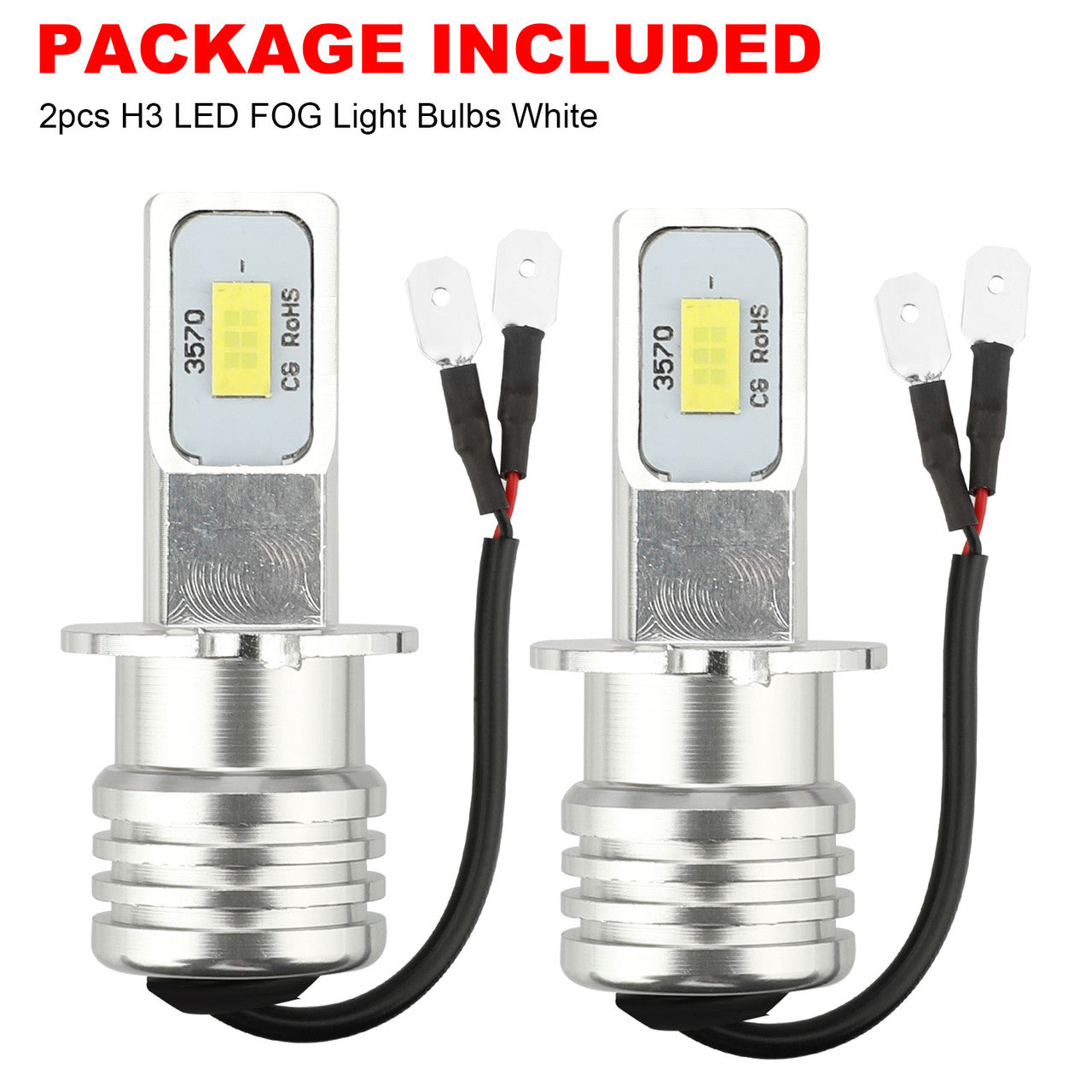 2Pcs H3 LED Fog Light Bulbs 6000k White, Super Bright H3 LED Fog Bulbs, Waterproof DRL Fog Light Bulbs 3535SMD Replacement for Auto Cars, 12V H3 LED Fog Bulbs, 360° Beam