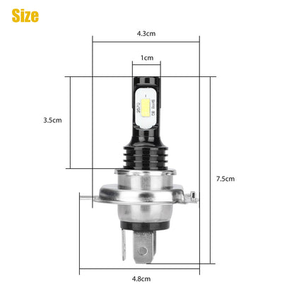 2Pcs H4 9003 LED Headlight Bulb, H4 LED Light Bulbs, 14000LM Extremely Bright 9003 Hi/Lo Beam Bulb 1:1 Halogen Design Conversion Kit, 6000K White, 360° Beam, Waterproof, Universal for 12V Vehicles