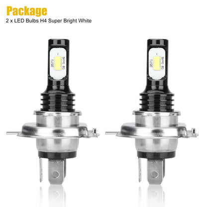 2Pcs H4 9003 LED Headlight Bulb, H4 LED Light Bulbs, 14000LM Extremely Bright 9003 Hi/Lo Beam Bulb 1:1 Halogen Design Conversion Kit, 6000K White, 360° Beam, Waterproof, Universal for 12V Vehicles