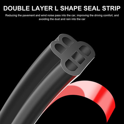 16Ft Double Layer Car Door Seal Strip, Universal Auto Windshield Seal Strip, Car L Shape Rubber Edge Weatherstrip for Door Sunroofs Engine Cover, Soundproofing Waterproof Weather Stripping