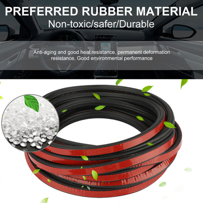 16Ft Double Layer Car Door Seal Strip, Universal Auto Windshield Seal Strip, Car L Shape Rubber Edge Weatherstrip for Door Sunroofs Engine Cover, Soundproofing Waterproof Weather Stripping