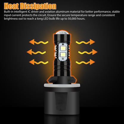 2Pcs 880 LED Fog Light Bulbs, 889 892 893 LED Daytime Running Lights Fog Lights, Super Light 1200LM 110W, 6000K White, 360° Beam Angle, Waterproof LED Fog Light Bulbs Fits for 12-24V Vehicles