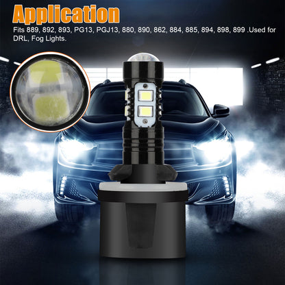 2Pcs 880 LED Fog Light Bulbs, 889 892 893 LED Daytime Running Lights Fog Lights, Super Light 1200LM 110W, 6000K White, 360° Beam Angle, Waterproof LED Fog Light Bulbs Fits for 12-24V Vehicles