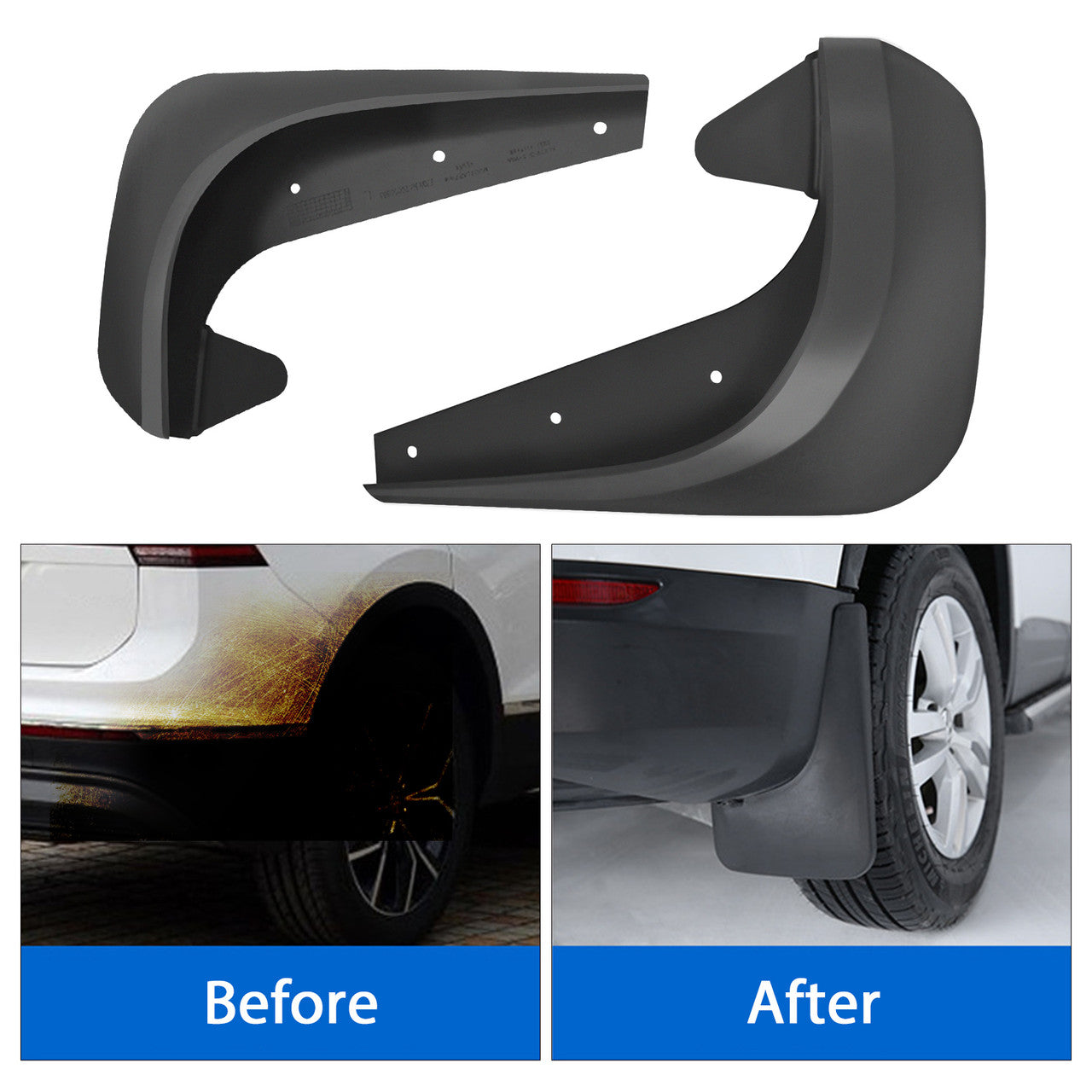 4Pcs Car Mudguard Fender Mud Flaps Splash Guards, Car Universal Front And Rear Fenders, Black Heavy Duty Tire Fender, 9.85" x 7.10"