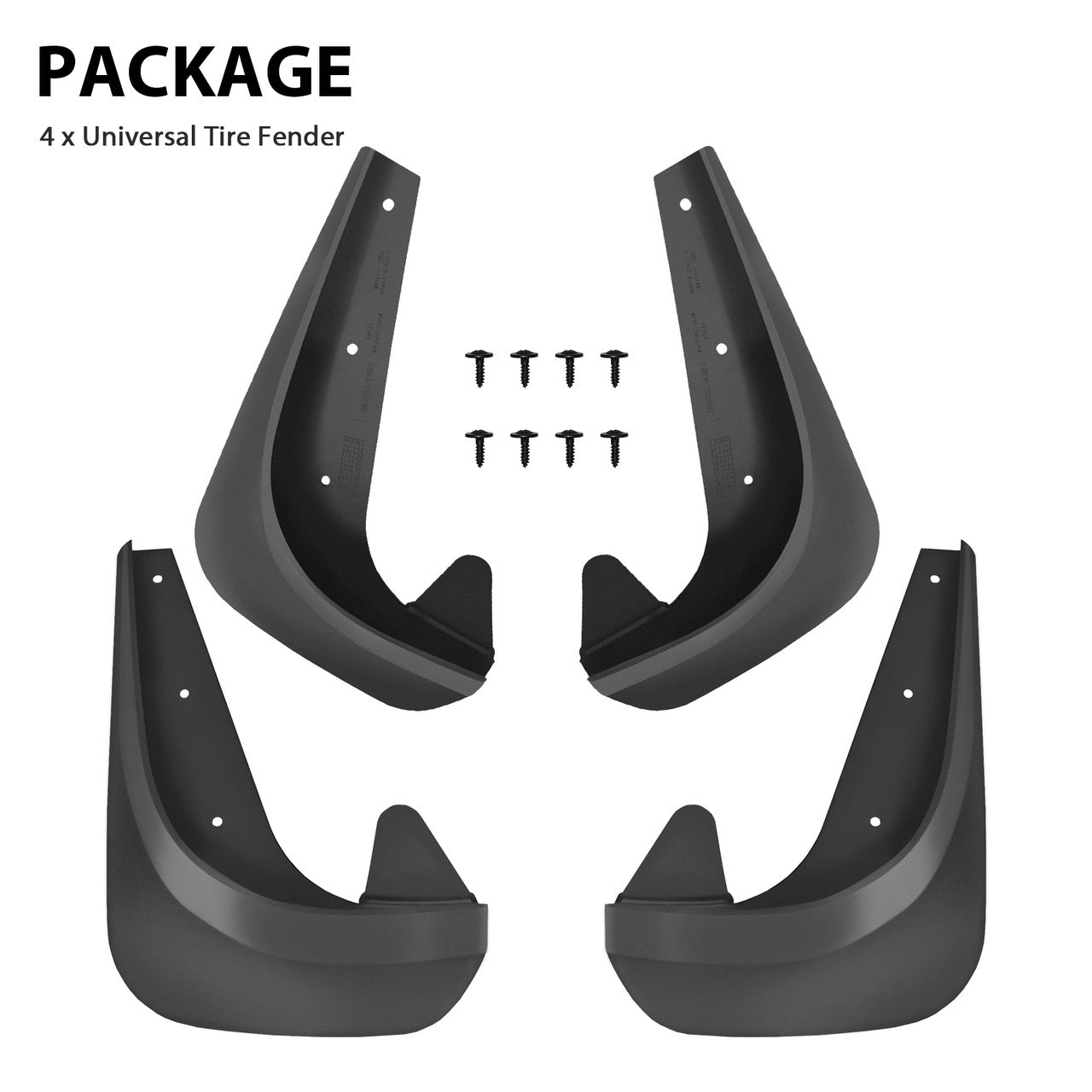 4Pcs Car Mudguard Fender Mud Flaps Splash Guards, Car Universal Front And Rear Fenders, Black Heavy Duty Tire Fender, 9.85" x 7.10"