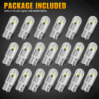 20x T10 LED License Plate Interior Light Bulb 6000K Super White 168 2825 194 W5W