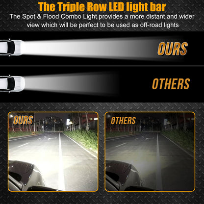 Tri-Row LED Work Light Bar for Truck, ATV, etc, 200W Driving Pods