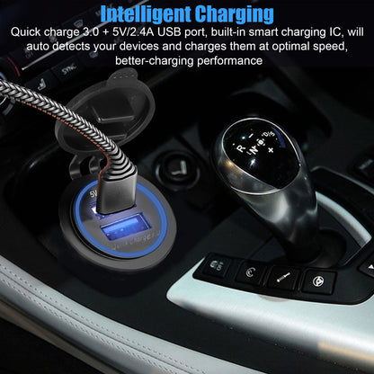 Dual USB Car Fast Charger Charging Socket, Blue