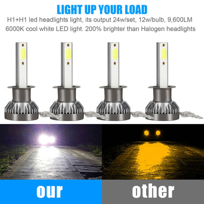 H1+H1 LED Car AUtomotive Headlight Kit Bulbs. White, 4Pcs