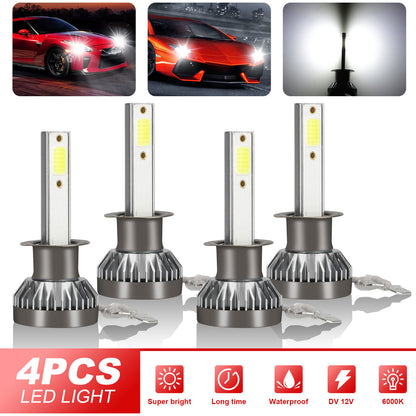 H1+H1 LED Car AUtomotive Headlight Kit Bulbs. White, 4Pcs