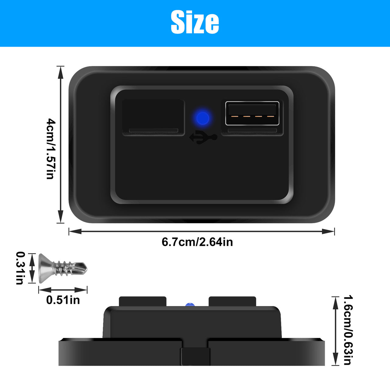 Dual USB Car Charger Socket for Boat, RV, ATV, and more