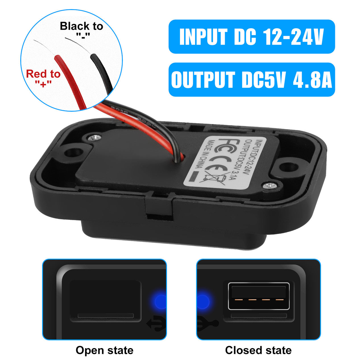 Dual USB Car Charger Socket for Boat, RV, ATV, and more