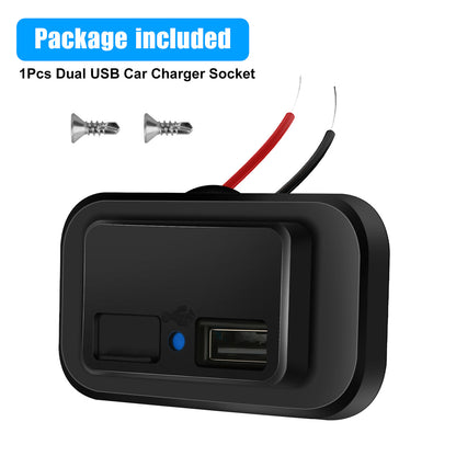 Dual USB Car Charger Socket for Boat, RV, ATV, and more