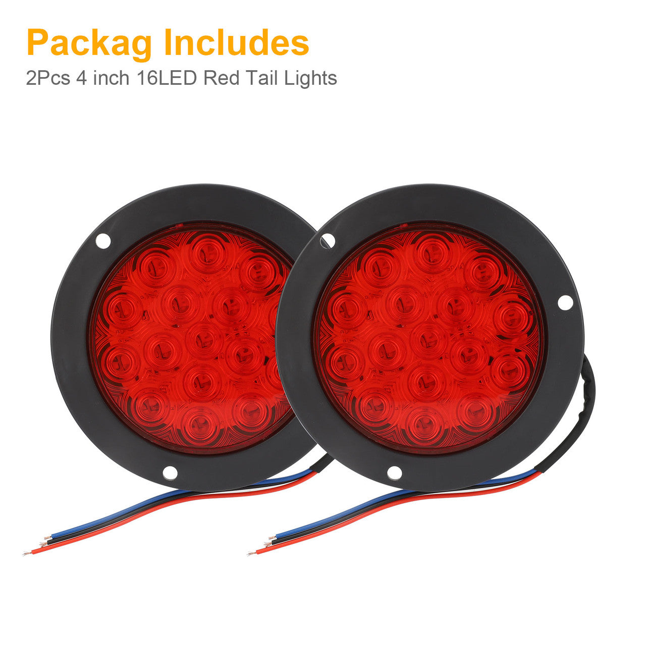 4 inch 16LED Red Tail Lights for Trucks, SUVS, ATVS and more, 2Pcs