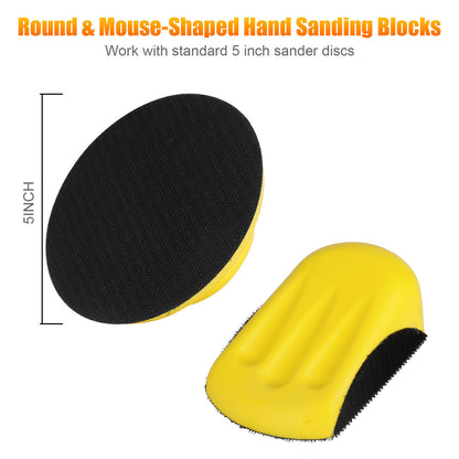 5 Inch Round Foam Hand Sanding Block for Hobby, Arts and Crafts and More, 2PCS