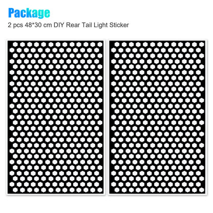 Car Rear Tail Light Cover Black Honeycomb Sticker, 2pcs
