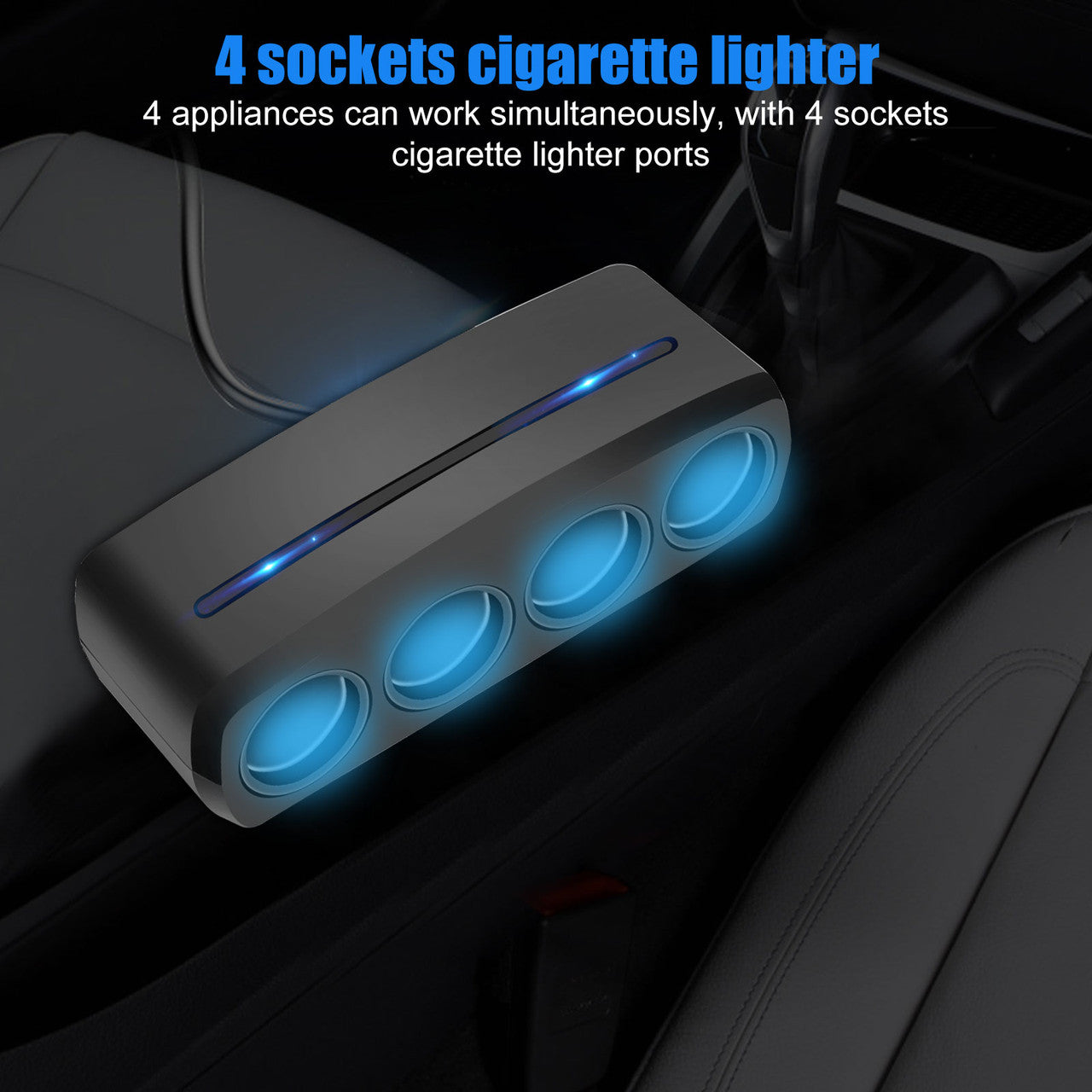 Cigarette Lighter Adapter 4 Socket Cigarette Lighter Splitter for Automotive Vehicles