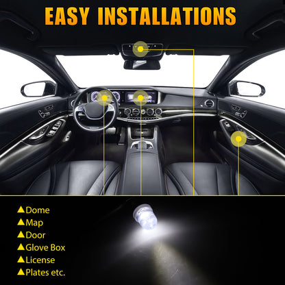 Pure White BA9S LED Instrument Panel Light for Automotive Vehicles, 20pcs