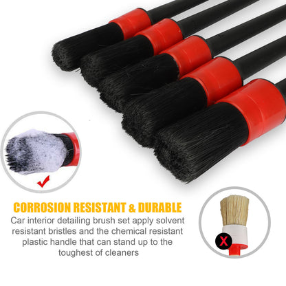 Car Cleaning Kit with 5 Different Brush Sizes, 9pcs