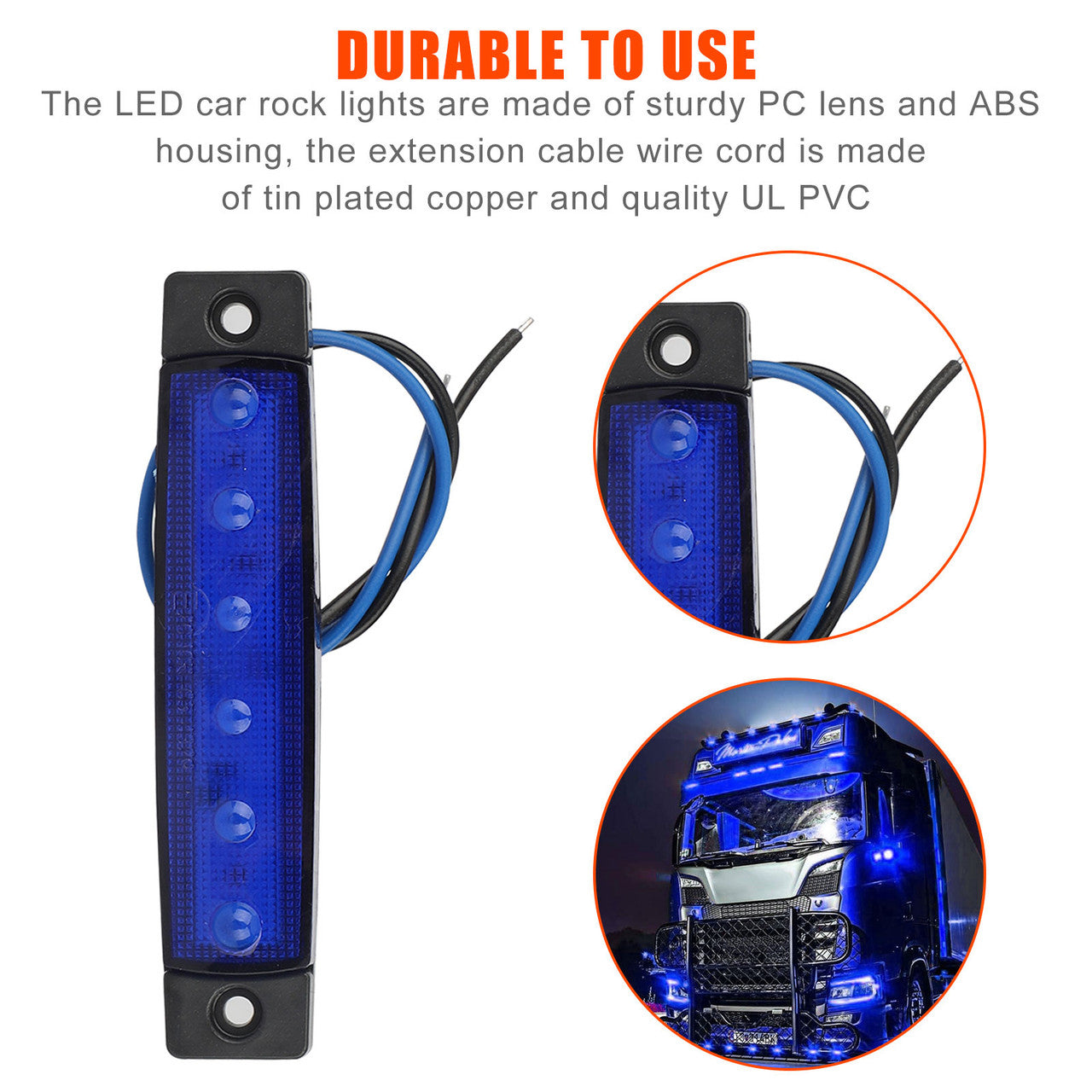 Car LED Decorative Lights Kit Blue Light, 12pcs