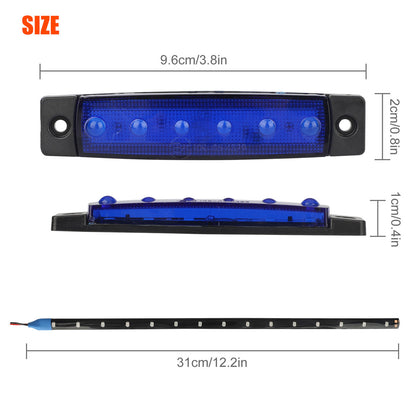 Car LED Decorative Lights Kit Blue Light, 12pcs