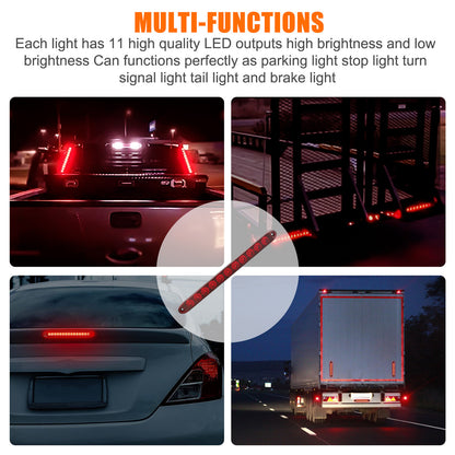 15 inch Red 11 LED Car Vehicle Brake Turn light Bar, 2pcs