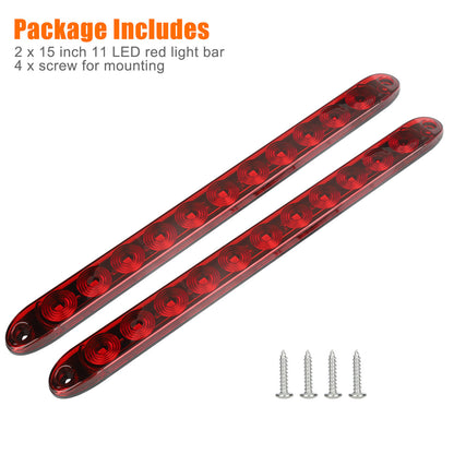 15 inch Red 11 LED Car Vehicle Brake Turn light Bar, 2pcs